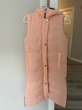 Sleeveless Hooded Puffer Vest - Peach